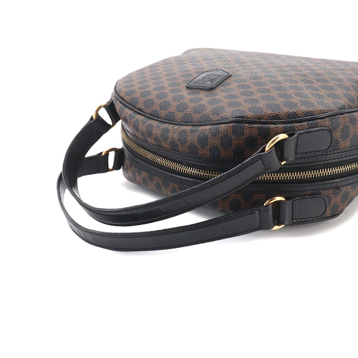 Celine Macadam Handbag Leather Black Brown Gold Vintage — view 5