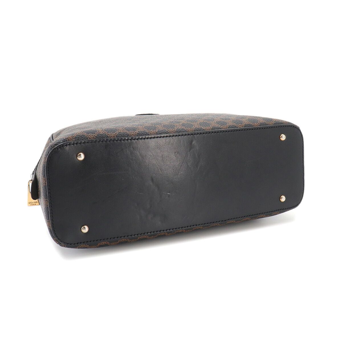 Celine Macadam Handbag Leather Black Brown Gold Vintage — view 4