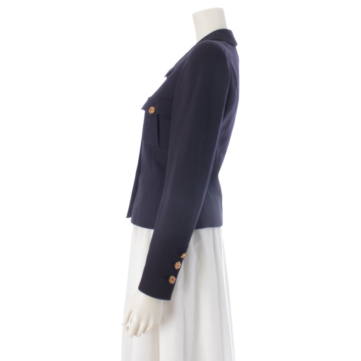 Chanel 96A Wool Silk Gripoix Short Jacket Navy 34 — view 3