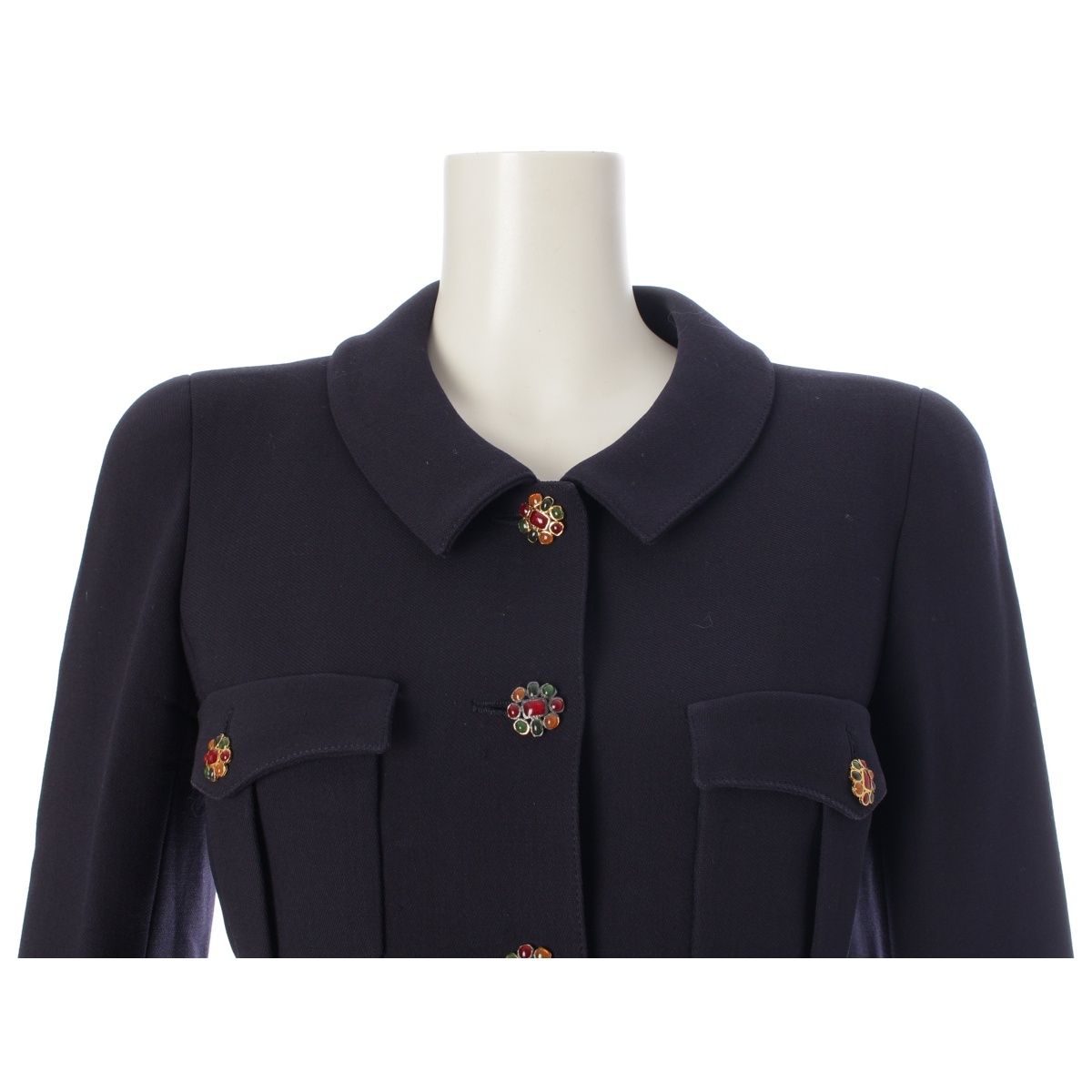 Chanel 96A Wool Silk Gripoix Short Jacket Navy 34 — view 5