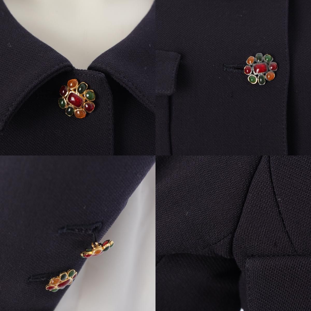 Chanel 96A Wool Silk Gripoix Short Jacket Navy 34 — view 8