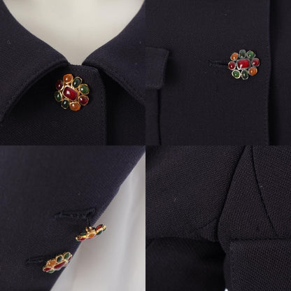 Chanel 96A Wool Silk Gripoix Short Jacket Navy 34 — view 8