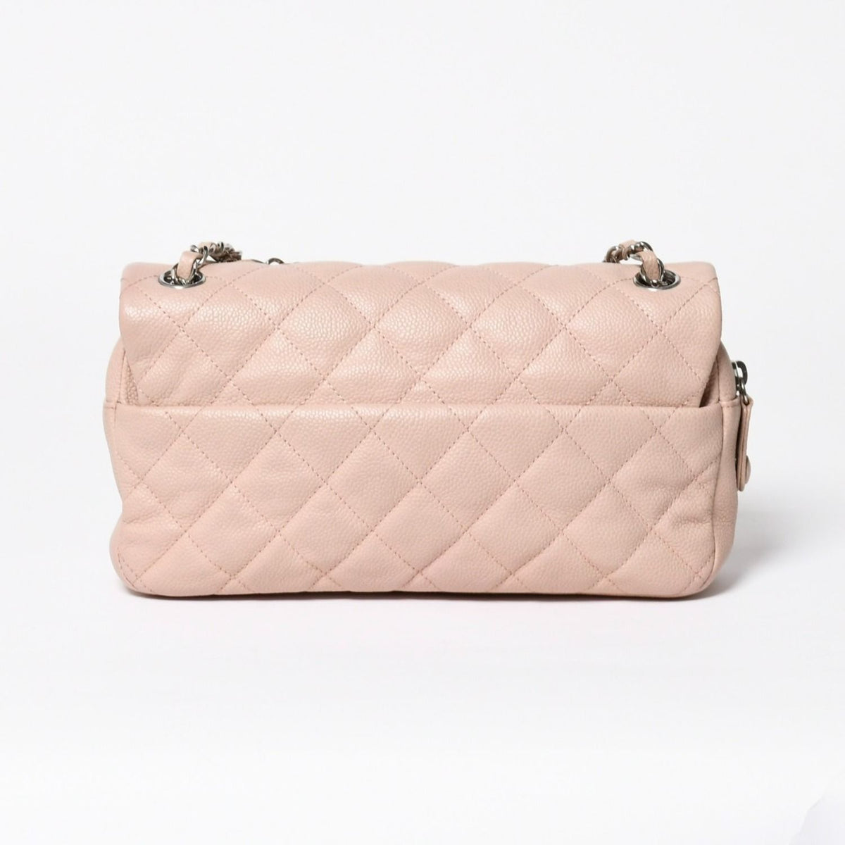 Chanel Quilted 25 Chain Shoulder Bag Caviar Leather Pink Silver — view 2