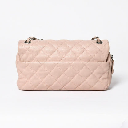 Chanel Quilted 25 Chain Shoulder Bag Caviar Leather Pink Silver — view 2
