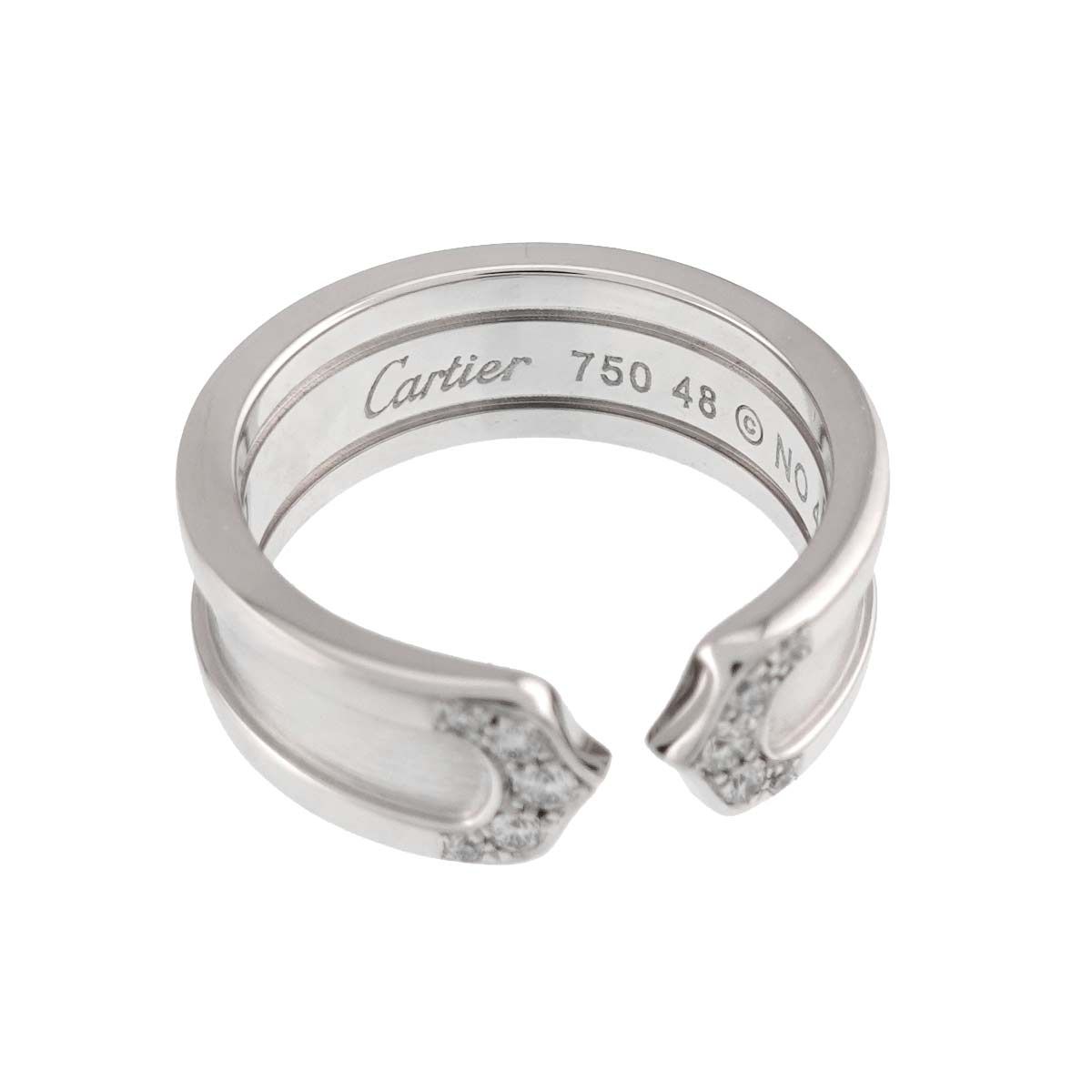 Cartier C2 Small SM 48 Ring Diamond 18K White Gold 2C — view 3