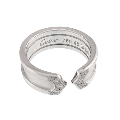 Cartier C2 Small SM 48 Ring Diamond 18K White Gold 2C — view 3