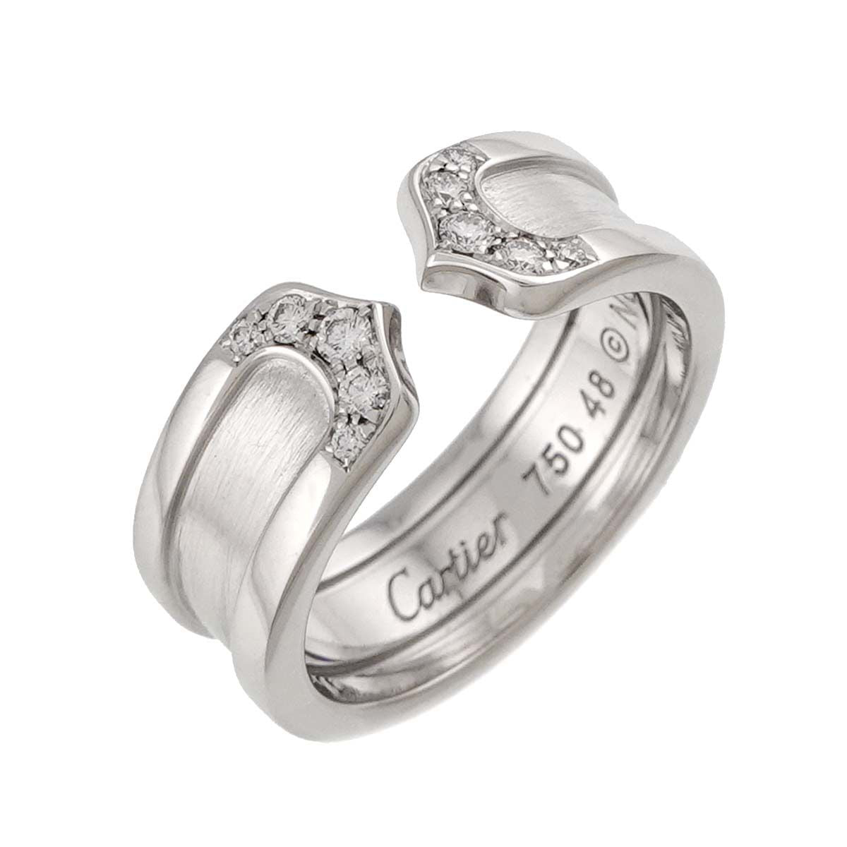 Cartier C2 Small SM 48 Ring Diamond 18K White Gold 2C — view 5