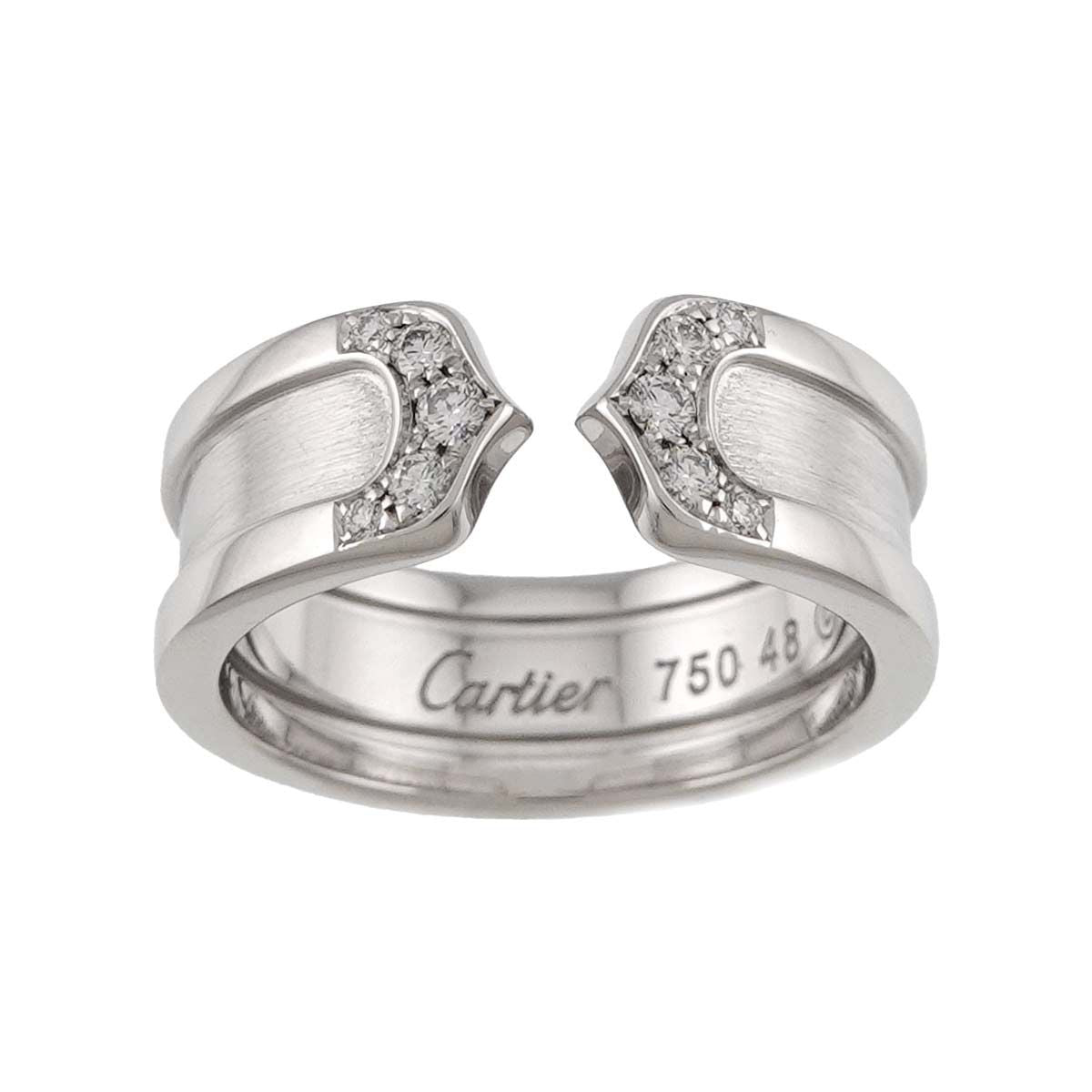 Cartier C2 Small SM 48 Ring Diamond 18K White Gold 2C — view 2