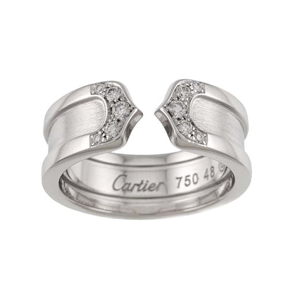 Cartier C2 Small SM 48 Ring Diamond 18K White Gold 2C — view 2
