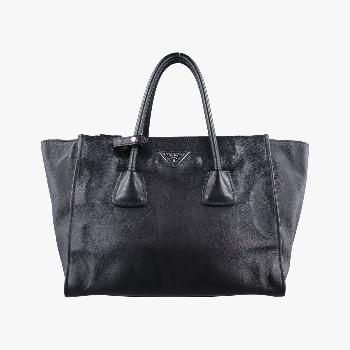 Prada Twin Pocket Wing Tote Bag Black Leather 14