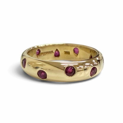 Tiffany & Co Vintage Dots Ruby Ring 18K Yellow Gold