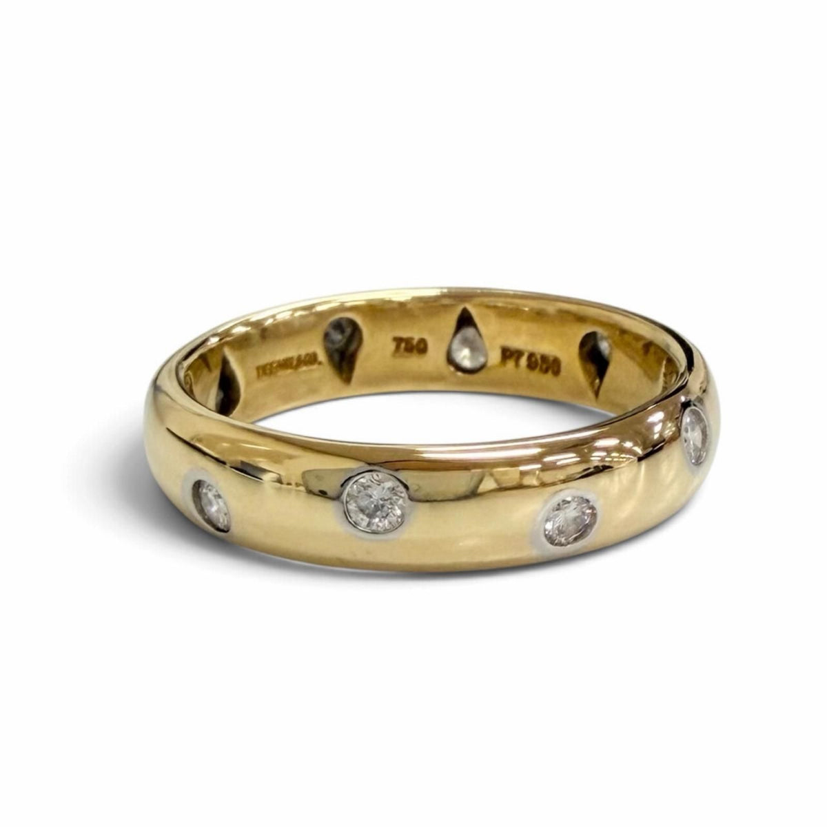 Tiffany & Co Vintage Dots Diamond Ring 18K Yellow Gold Platinum