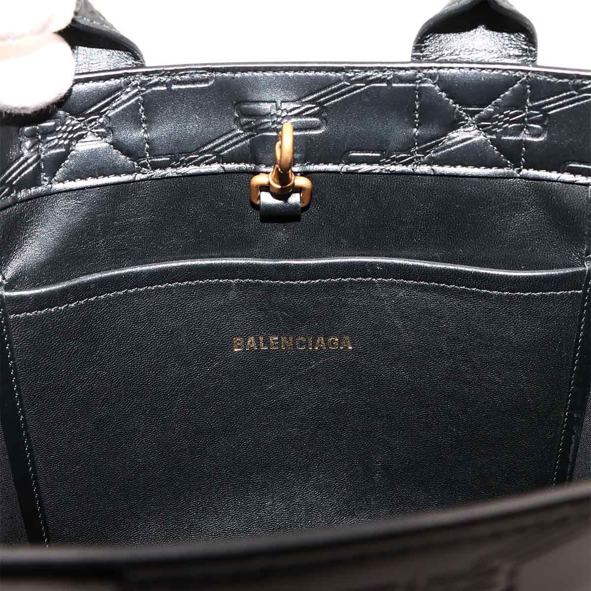 Balenciaga BB Monogram 2.0 Small 2-Way Tote Shoulder Bag Leather Black — view 7