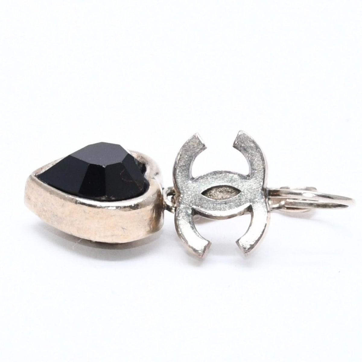 Chanel Heart CC Logo Hoop Earrings 06A Stamp Crystal Metal — view 3