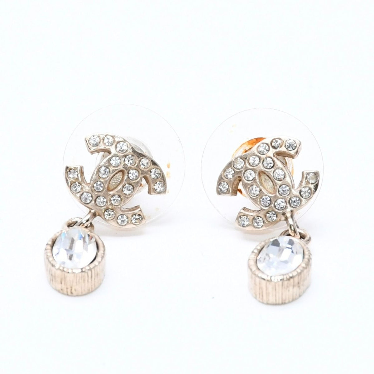 Chanel Heart CC Logo Hoop Earrings 06A Stamp Crystal Metal — view 7