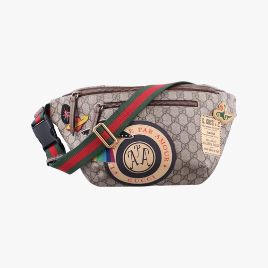Gucci GG Supreme Courier Ufo Patch Brown Handbag