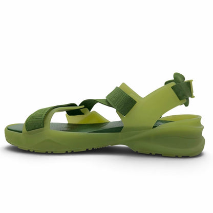 Fendi Leather Rubber Multi Strap Sandals Green Silver 7 — view 6