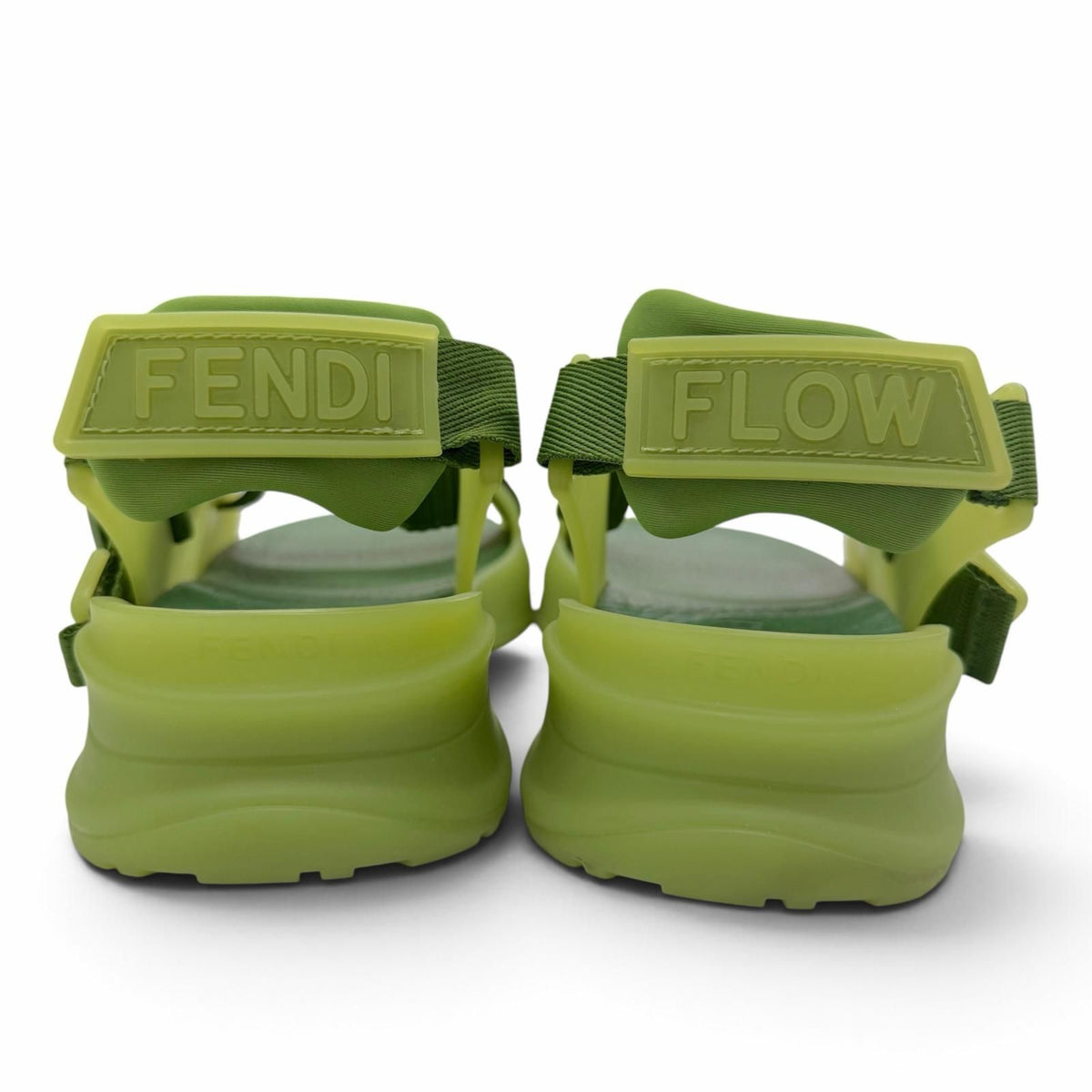 Fendi Leather Rubber Multi Strap Sandals Green Silver 7 — view 4