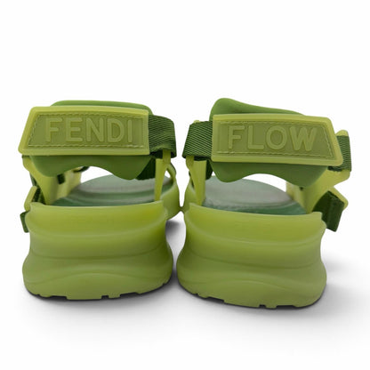 Fendi Leather Rubber Multi Strap Sandals Green Silver 7 — view 4
