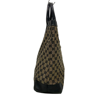 Gucci Tote Bag GG Pattern Beige Black Leather — view 4