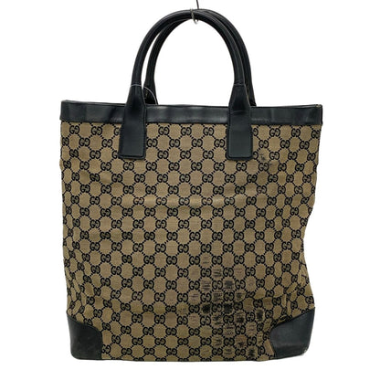 Gucci Tote Bag GG Pattern Beige Black Leather — view 3