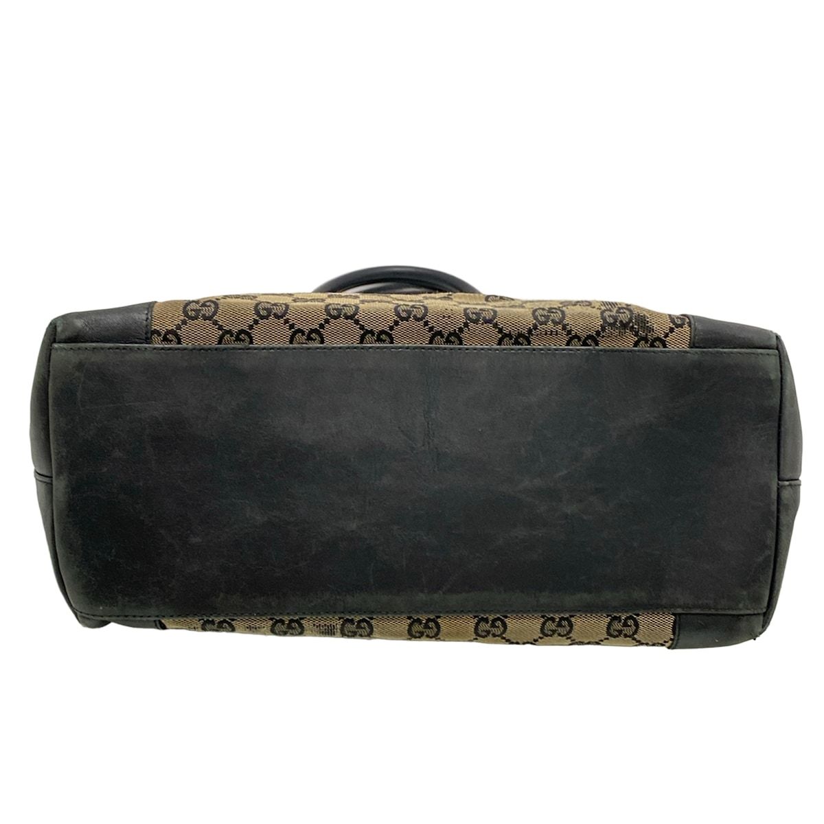 Gucci Tote Bag GG Pattern Beige Black Leather — view 5