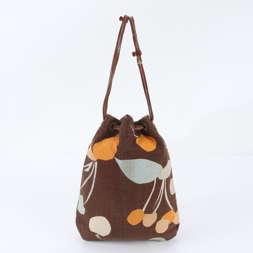 Miu Miu Drawstring Leather Canvas Shoulder Bag — view 2
