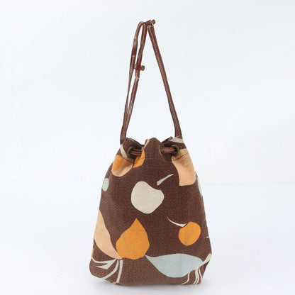 Miu Miu Drawstring Leather Canvas Shoulder Bag — view 4
