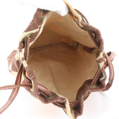 Miu Miu Drawstring Leather Canvas Shoulder Bag — view 8