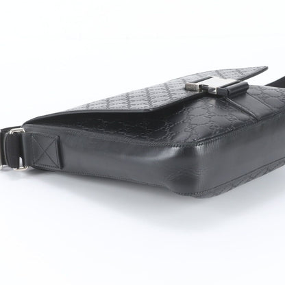 Gucci Guccissima Leather Shoulder Bag Crossbody Messenger Black — view 5