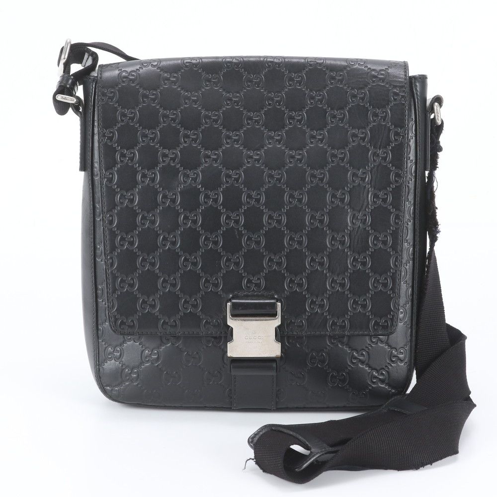Gucci Guccissima Leather Shoulder Bag Crossbody Messenger Black