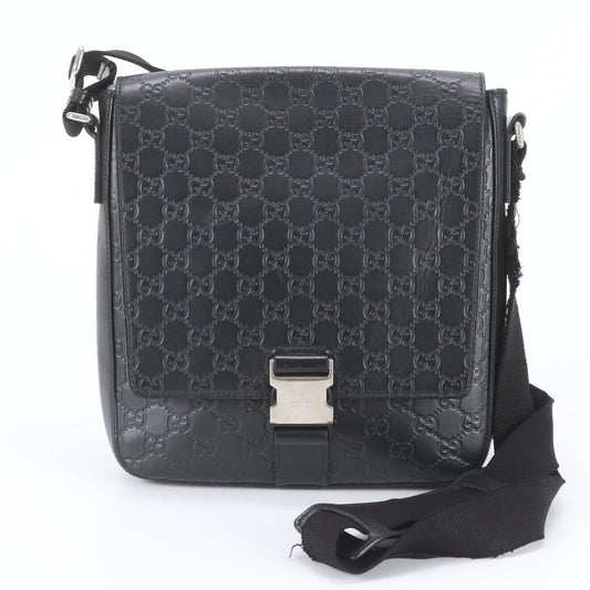Gucci Guccissima Leather Shoulder Bag Crossbody Messenger Black