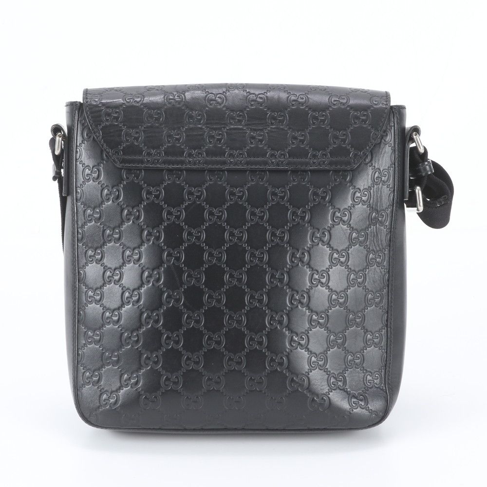 Gucci Guccissima Leather Shoulder Bag Crossbody Messenger Black — view 3