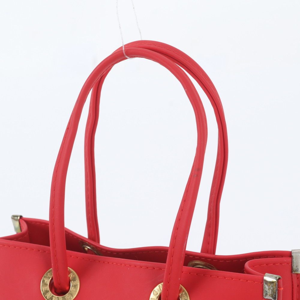 Fendi FF Logo Rubber Handbag Tote Red — view 2