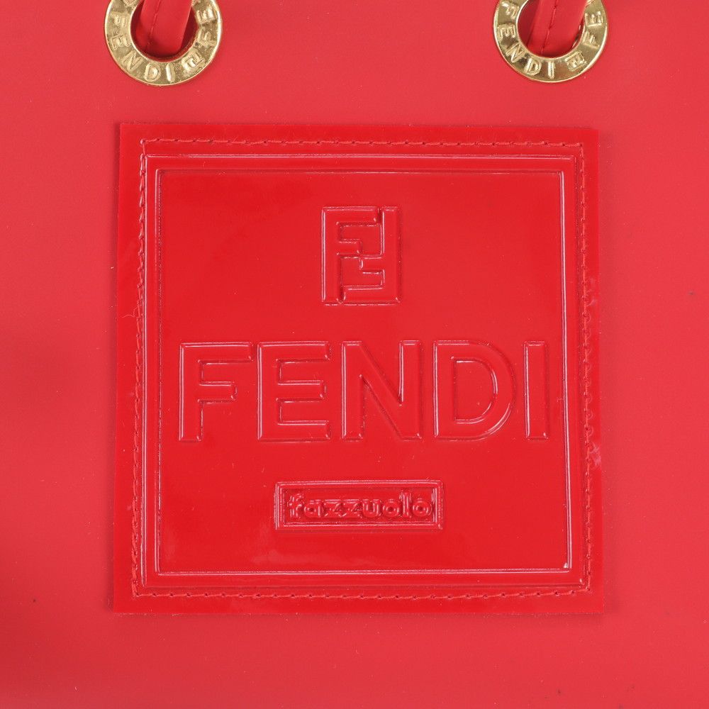 Fendi FF Logo Rubber Handbag Tote Red — view 8