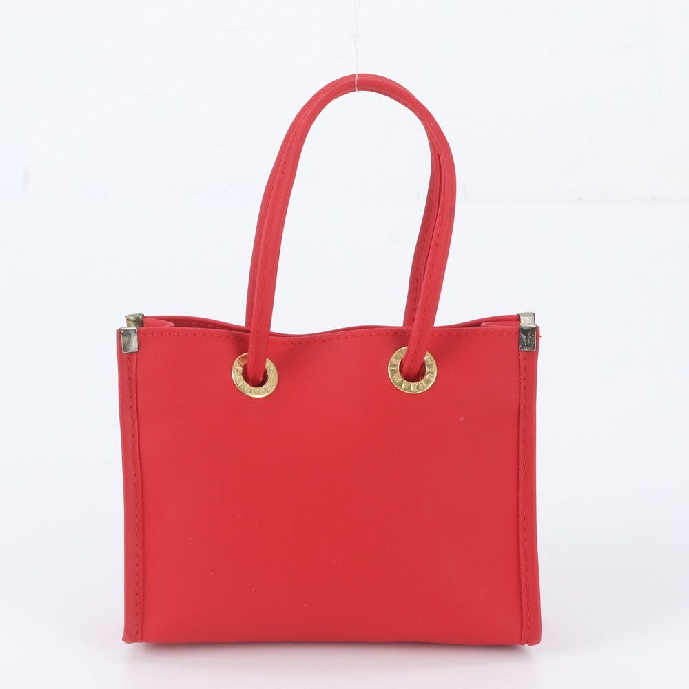 Fendi FF Logo Rubber Handbag Tote Red — view 3
