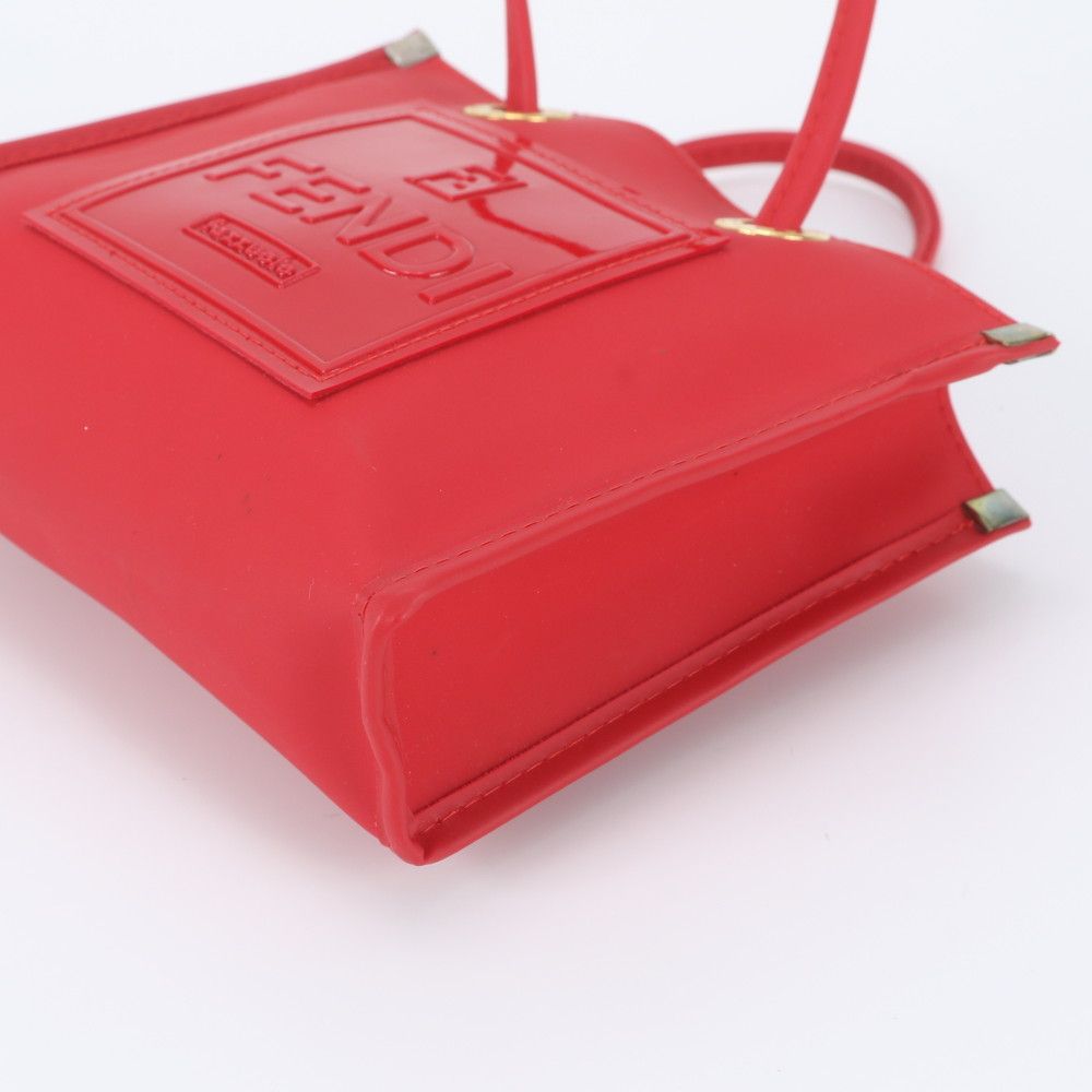 Fendi FF Logo Rubber Handbag Tote Red — view 4