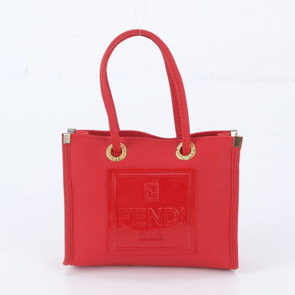 Fendi FF Logo Rubber Handbag Tote Red
