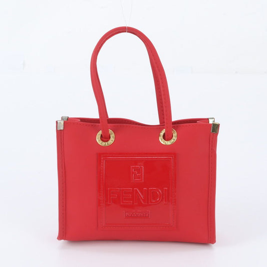 Fendi FF Logo Rubber Handbag Tote Red