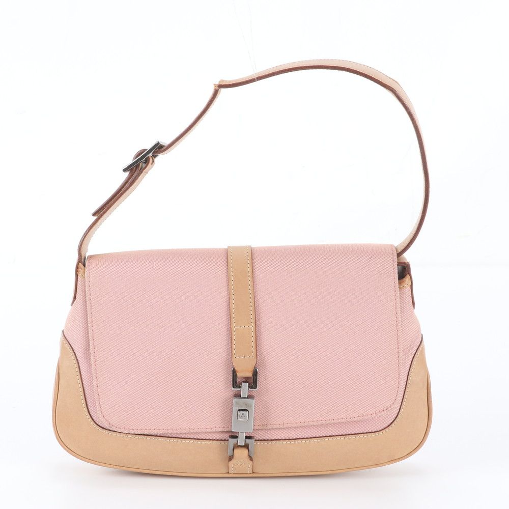 Gucci Jackie Leather Canvas Shoulder Bag