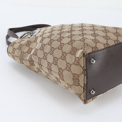 Gucci GG Canvas Leather Tote Bag Shoulder Hand Brown — view 6