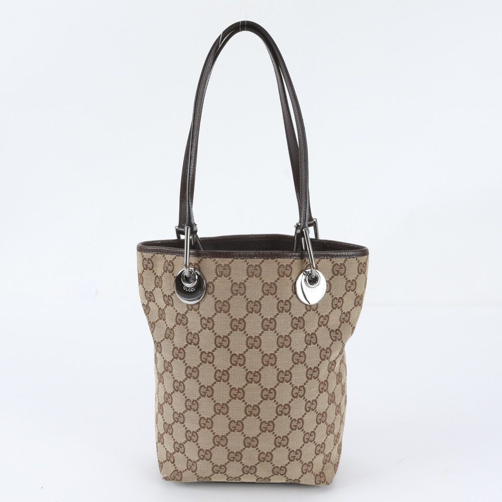 Gucci GG Canvas Leather Tote Bag Shoulder Hand Brown — view 3