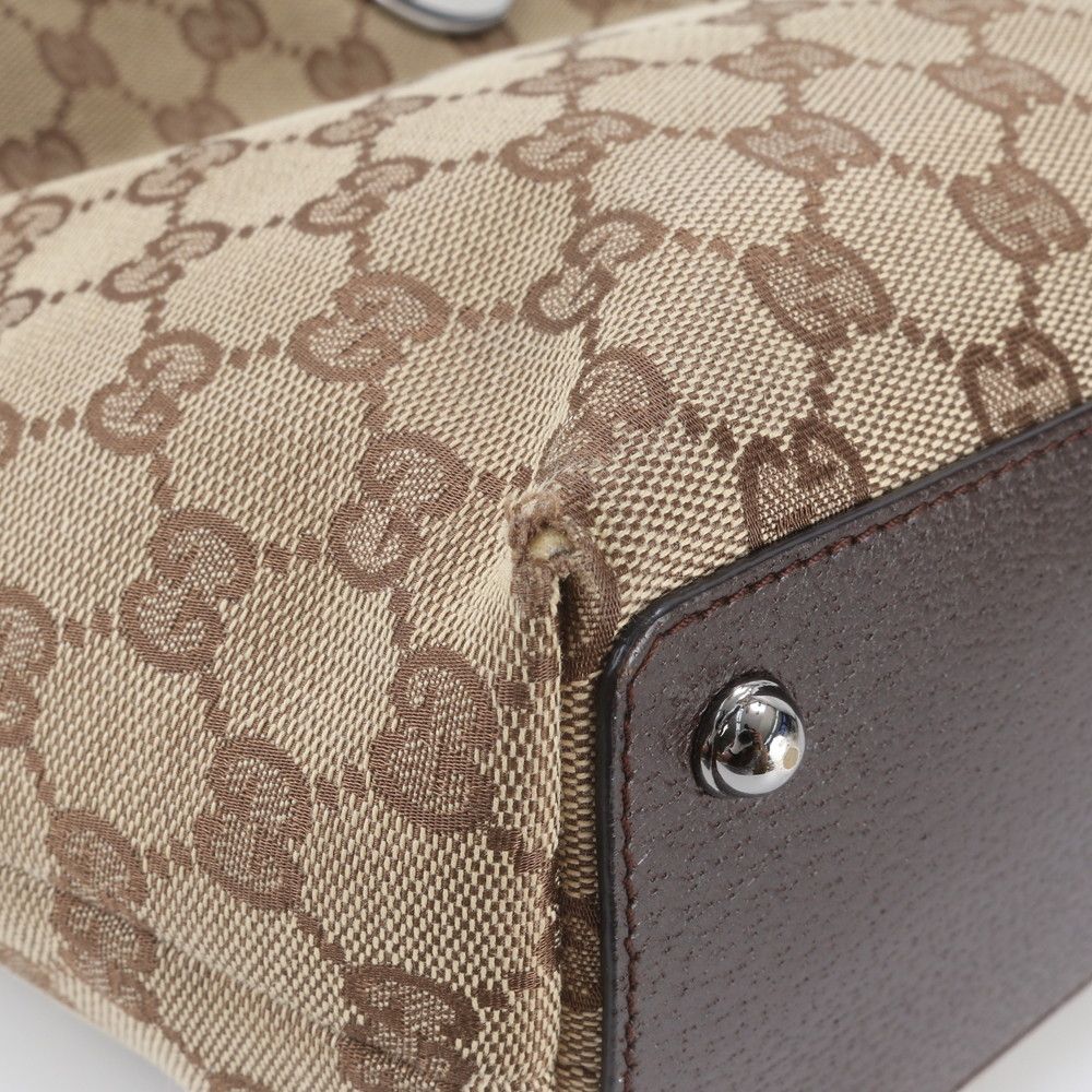 Gucci GG Canvas Leather Tote Bag Shoulder Hand Brown — view 8