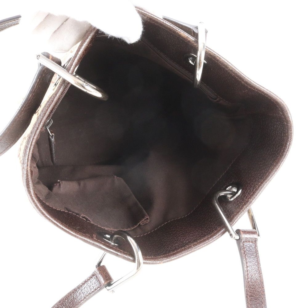 Gucci GG Canvas Leather Tote Bag Shoulder Hand Brown — view 7