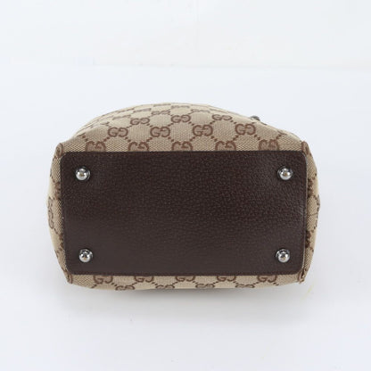 Gucci GG Canvas Leather Tote Bag Shoulder Hand Brown — view 5