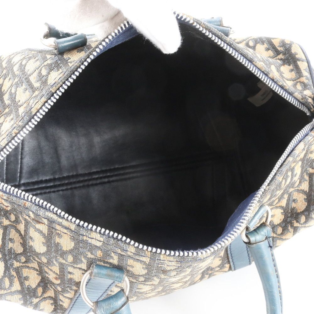 Dior Trotter Mini Boston Leather Handbag Tote Navy — view 7