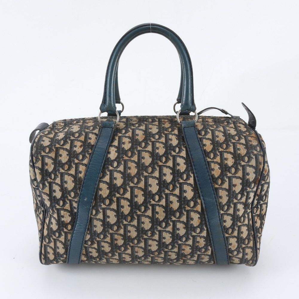 Dior Trotter Mini Boston Leather Handbag Tote Navy — view 3