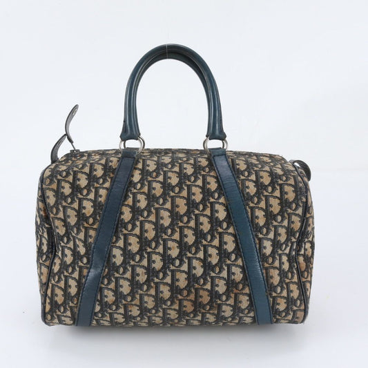 Dior Trotter Mini Boston Leather Handbag Tote Navy