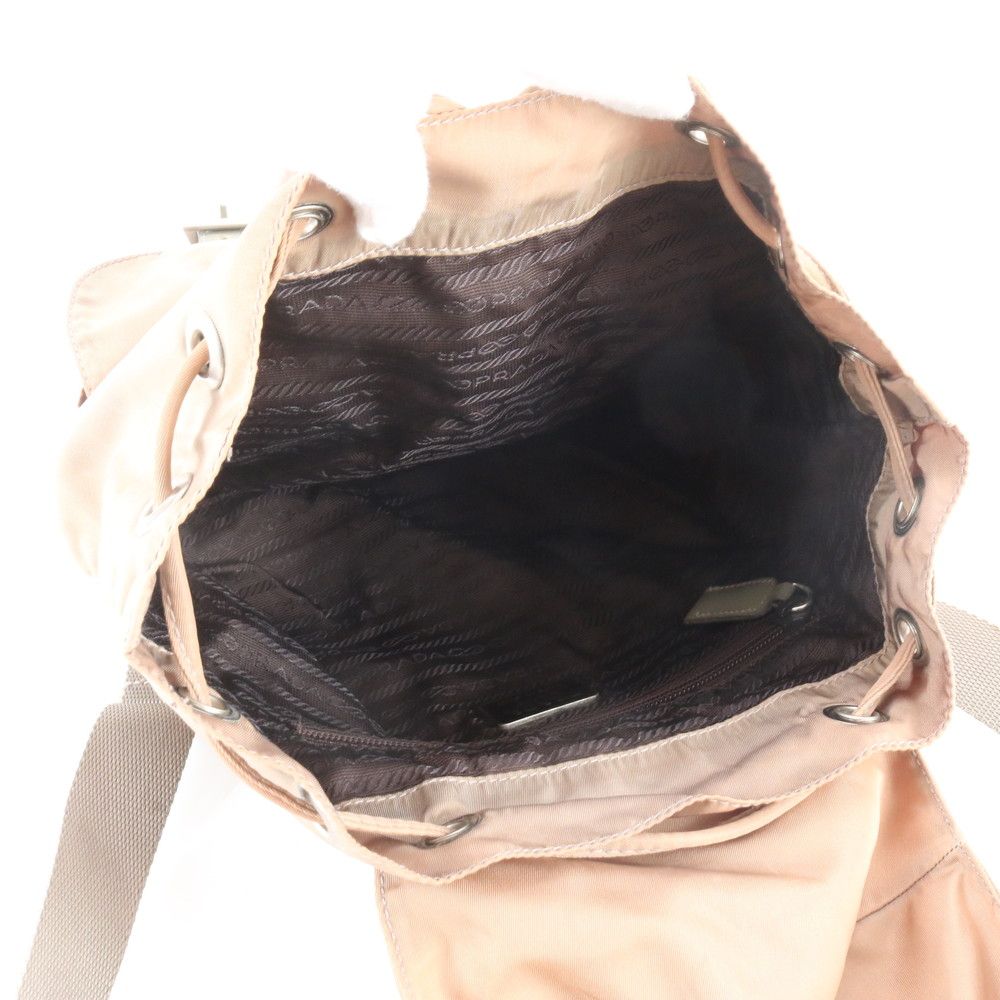Prada Tessuto Nylon Triangle Logo Leather Backpack Shoulder Bag — view 7