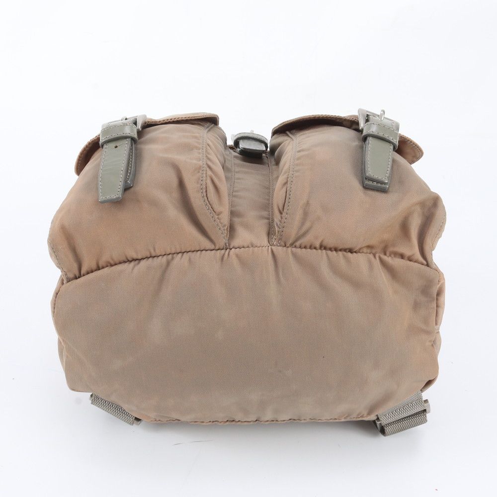 Prada Tessuto Nylon Triangle Logo Leather Backpack Shoulder Bag — view 5